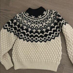 Cream/Black Sweater with Cozy Textured Knit